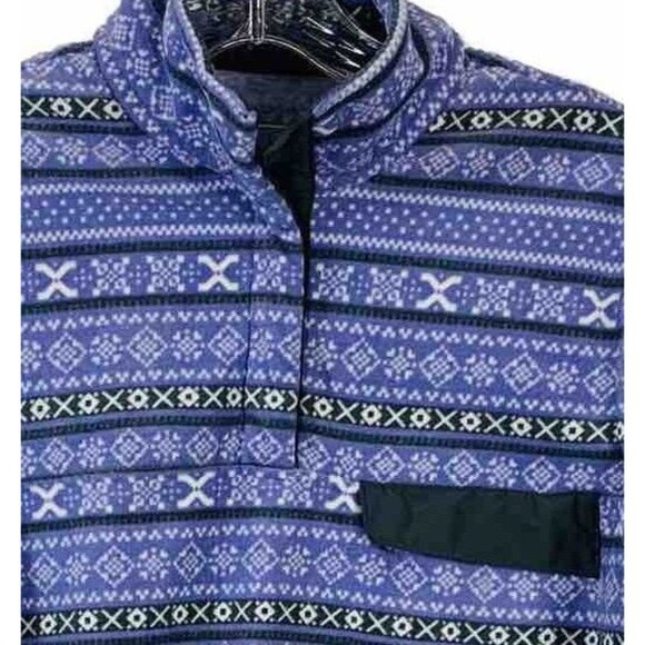 VTG JACHS Cabin Womens Outdoor Pullover Sz S Fair Isle Fleece Purple 1/4 Snap - Picture 3 of 10
